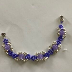 Elegant Purple and Silver Beaded Bracelet